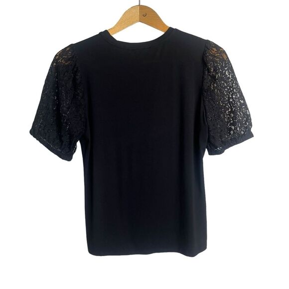 Premise Mixed Media Lace Puff Sleeve Blouse Large - Picture 2 of 5